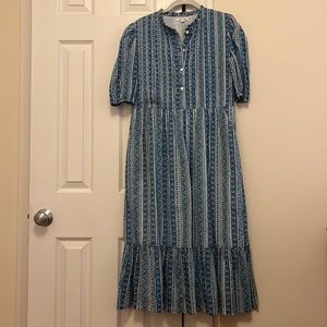 Beau & Ro Annika Dress Blue Floral Blockprint